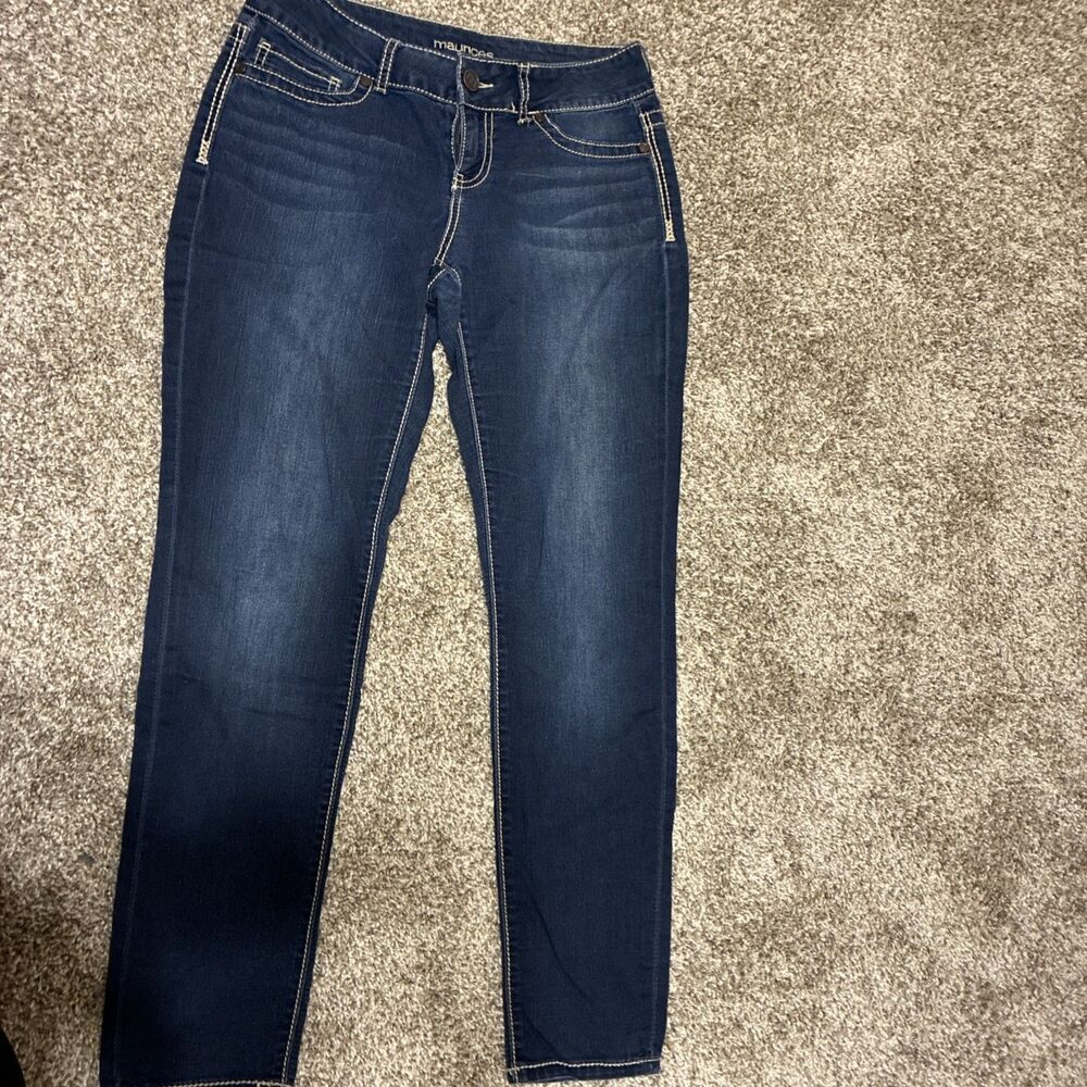Maurice’s Women’s Dark Wash Skinny Jeans With Embroidery Size M